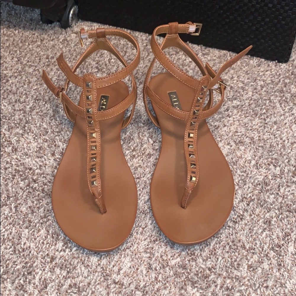 Aldo Tan Embellished Sandals - Size 8